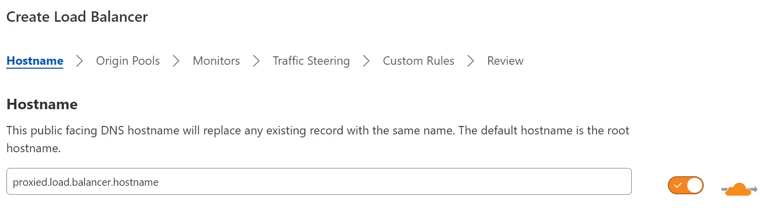 Figure 24: A proxied load balancer configuration The orange cloud icon represents a proxied Layer 7 Cloudflare Load Balancer